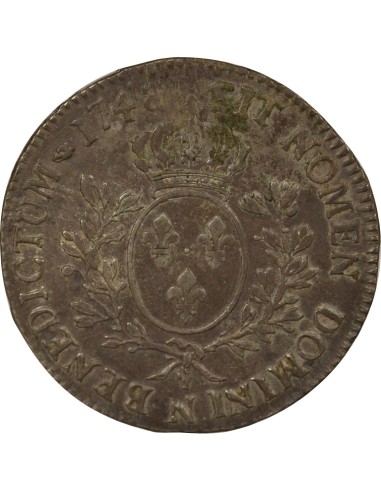 Louis XV Au Bandeau 1 écu Argent 1748 N Montpellier