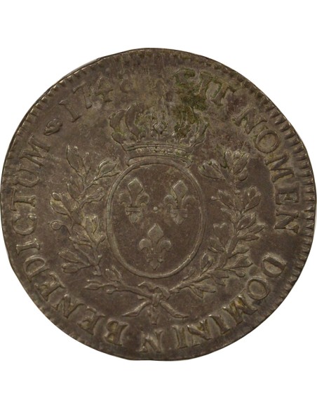 Louis XV Au Bandeau 1 écu Argent 1748 N Montpellier