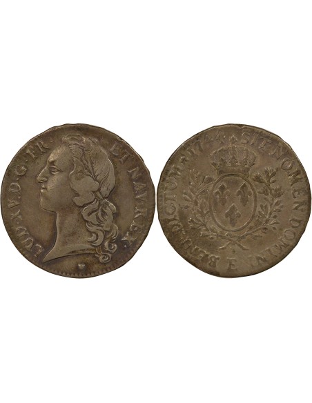 Louis XV Au Bandeau 1 écu Argent 1744 E Tours