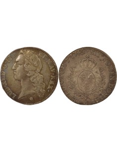 Louis XV Au Bandeau 1 écu Argent 1745 C Caen