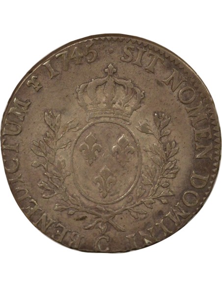 Louis XV Au Bandeau 1 écu Argent 1745 C Caen