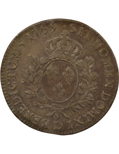 Louis XV Au Bandeau 1 écu Argent 1759 D Lyon