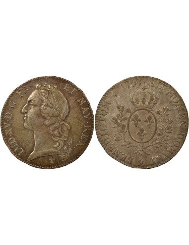 Louis XV Au Bandeau 1 écu Argent 1757 9 Rennes