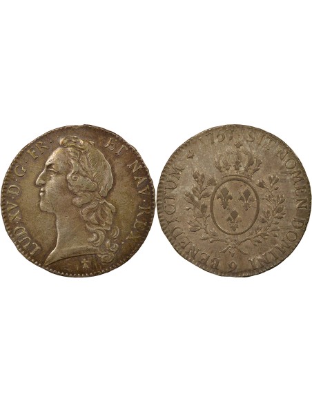 Louis XV Au Bandeau 1 écu Argent 1757 9 Rennes