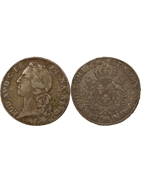 Louis XV Au Bandeau 1 écu Argent 1756 Pau