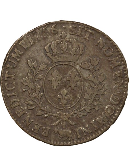 Louis XV Au Bandeau 1 écu Argent 1756 Pau