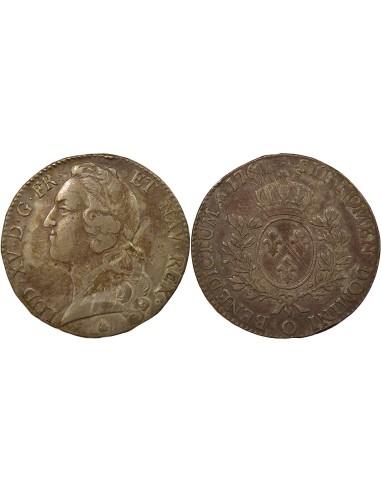 Louis XV Au Bandeau 1 écu Argent 1761 O Riom