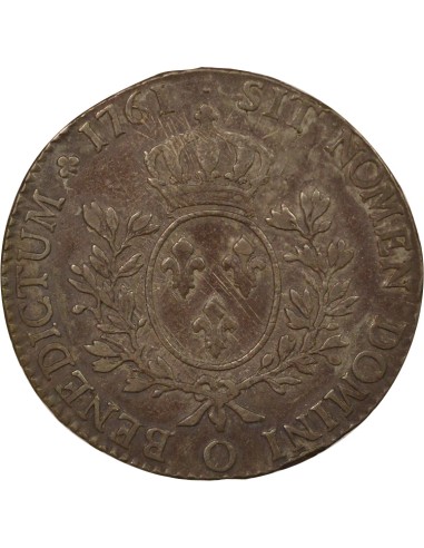 Louis XV Au Bandeau 1 écu Argent 1761 O Riom