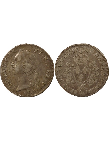 Louis XV Au Bandeau 1 écu Argent 1753 Pau