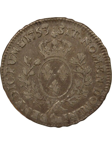 Louis XV Au Bandeau 1 écu Argent 1753 Pau