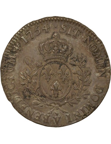 Louis XV Au Bandeau 1 écu Argent 1754 S Troyes