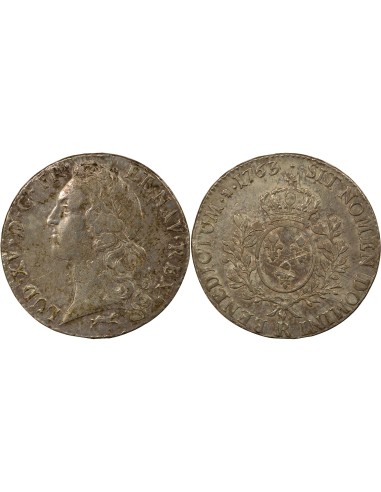 Louis XV Au Bandeau 1 écu Argent 1763 R Orléans
