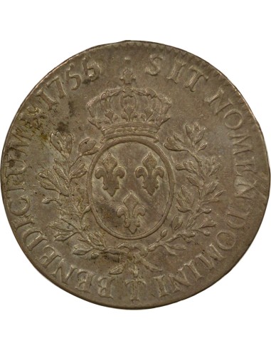 Louis XV Au Bandeau 1 écu Argent 1755 T Nantes