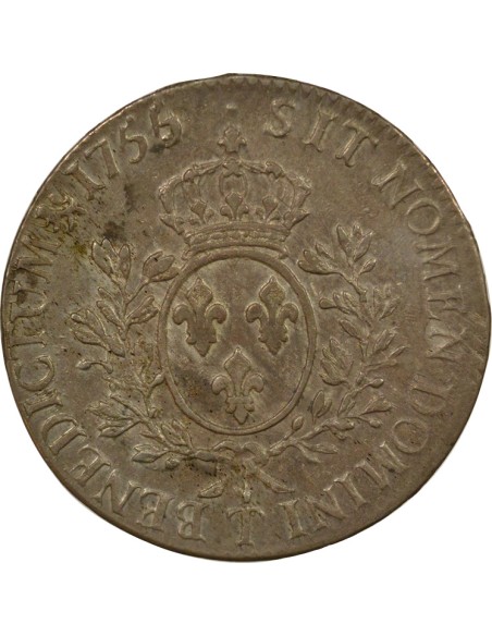 Louis XV Au Bandeau 1 écu Argent 1755 T Nantes