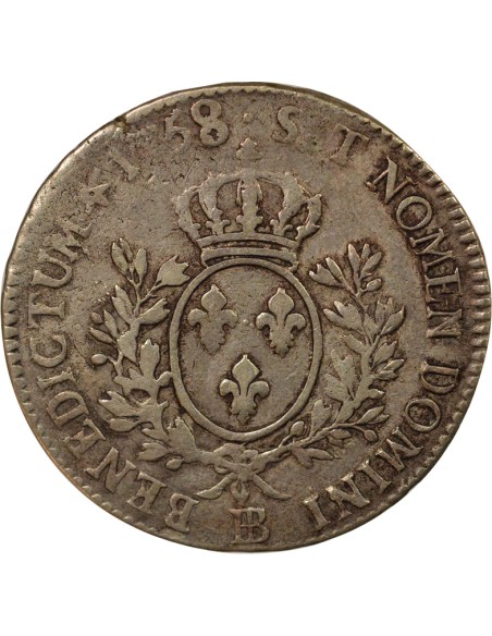 Louis XV Au Bandeau 1 écu Argent 1758 BB Strasbourg