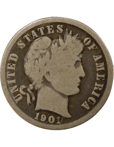 USA Barber 1 dime Argent 1901 Philadelphie
