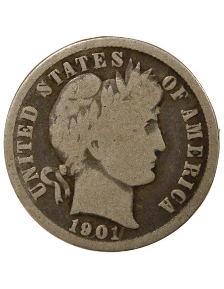 USA Barber 1 dime Argent 1901 Philadelphie