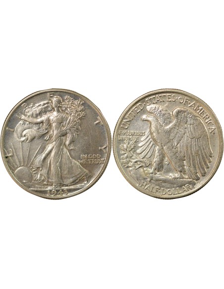 USA Liberty Walking 1/2 dollars Argent 1943 Philadelphie