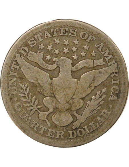 USA Barber 1/4 dollars Argent 1915 D - Denver