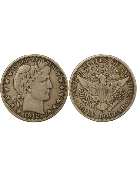 USA Barber 1/2 dollars Argent 1912 D - Denver