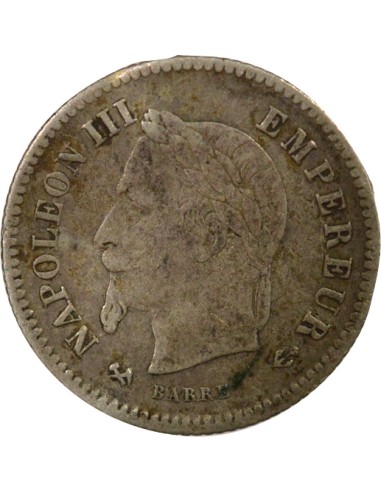 Napoléon III Tête Laurée 20 centimes Argent 1867 K Bordeaux