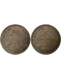 Napoléon III Tête Laurée 20 centimes Argent 1867 A - Paris