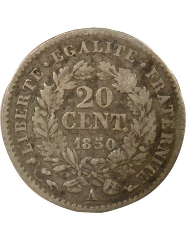 IIe République 20 centimes Argent 1850 A - Paris