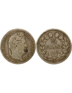 Louis-Philippe Ier 1/2 franc Argent 1841 B Rouen