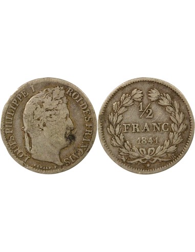 Louis-Philippe Ier 1/2 franc Argent 1841 B Rouen