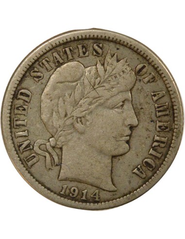 USA Barber 1 dime Argent 1914 Philadelphie