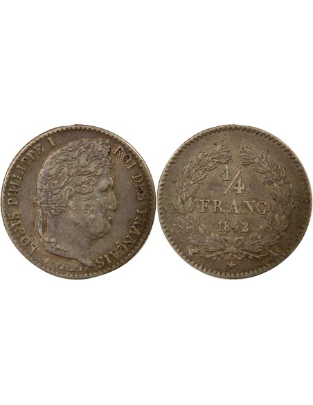 Louis-Philippe Ier 1/4 franc Argent 1842 A - Paris