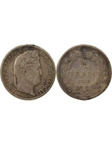 Louis-Philippe Ier 1/2 franc Argent 1839 B Rouen
