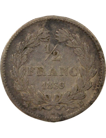 Louis-Philippe Ier 1/2 franc Argent 1839 B Rouen