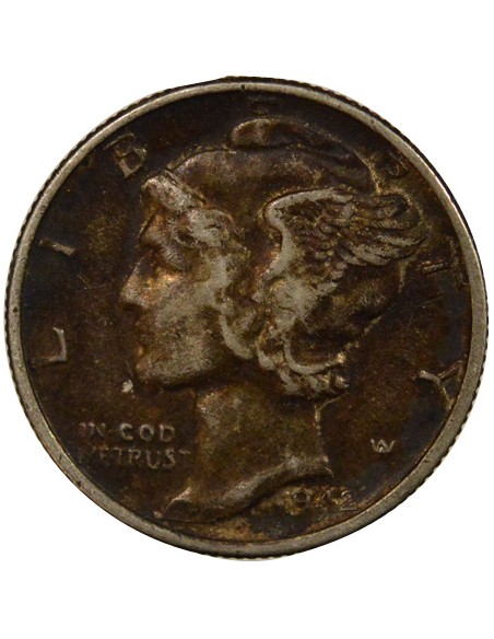 Dime Argent Mercury 1942 Philadelphie - Description Numismatique