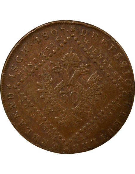 Autriche François I d'Autriche 30 kreuzer Cuivre 1807 A Vienne
