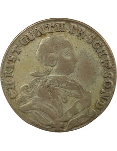 Etats Allemands (Schwarzbourg-Sondershausen) Frédéric-Auguste II 1/6 thaler Argent 1764 2