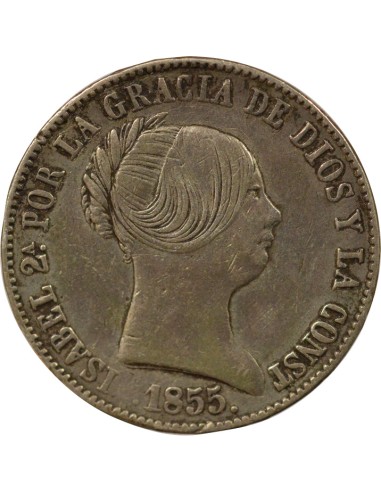 Reine Espagnol 10 reales Argent 1855 Barcelone