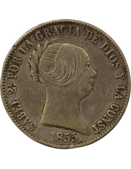 Reine Espagnol 10 reales Argent 1855 Barcelone