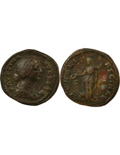 Rome Empire Faustine Jeune Junon 1 dupondius Laiton 161-175 R Rome