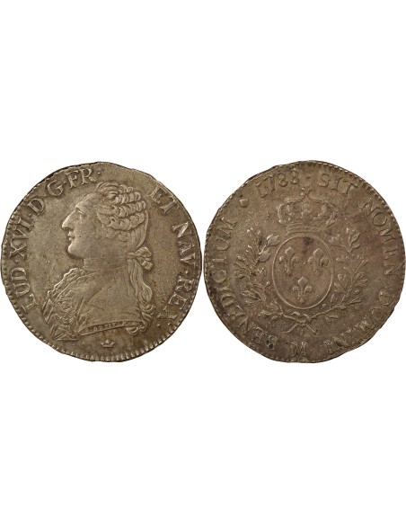 Louis XVI Au Buste Habillé 1 ecu Argent 1788 M Toulouse