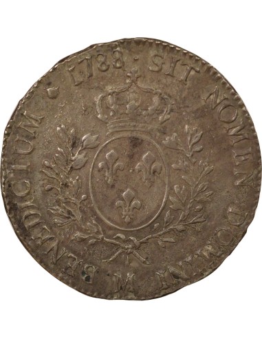 Louis XVI Au Buste Habillé 1 ecu Argent 1788 M Toulouse