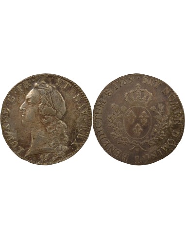 Louis XV Au Bandeau 1 écu Argent 1769 L Bayonne