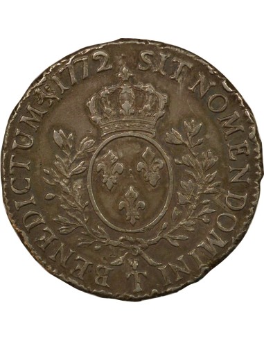 Louis XV A la Vieille Tête 1 écu Argent 1772 T Nantes