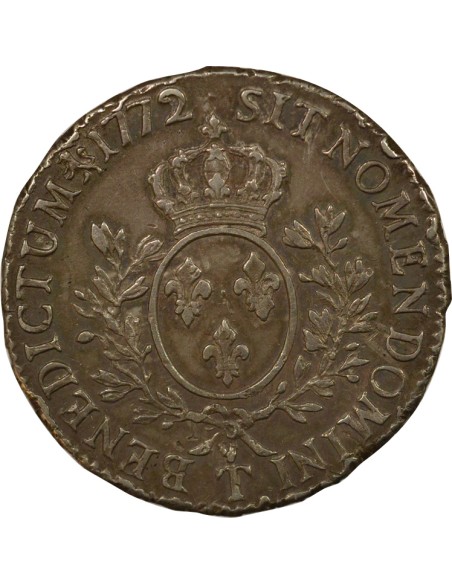 Louis XV A la Vieille Tête 1 écu Argent 1772 T Nantes
