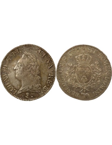 Louis XV A la Vieille Tête 1 écu Argent 1772 Pau