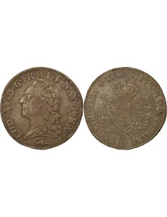 Louis XV A la Vieille Tête 1 écu Argent 1771 D Lyon