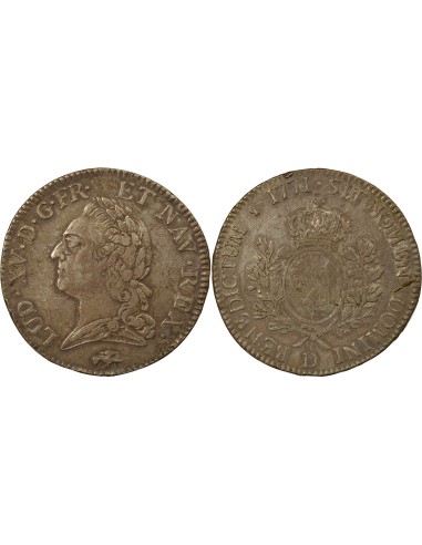 Louis XV A la Vieille Tête 1 écu Argent 1771 D Lyon
