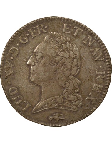 Louis XV A la Vieille Tête 1 écu Argent 1771 D Lyon