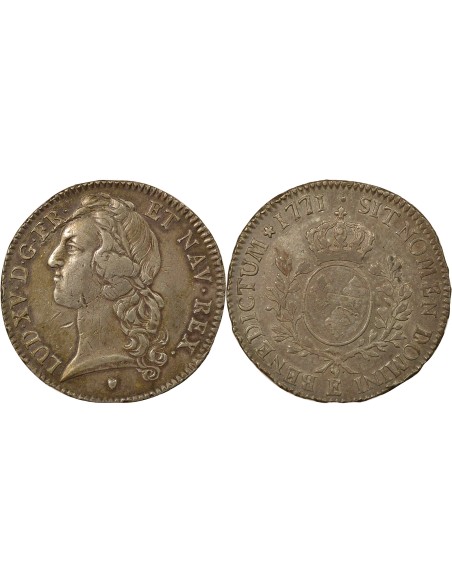 Louis XV Au Bandeau 1 écu Argent 1770 E Tours