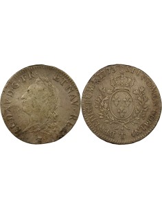 Louis XV A la Vieille Tête 1 écu Argent 1773 T Nantes